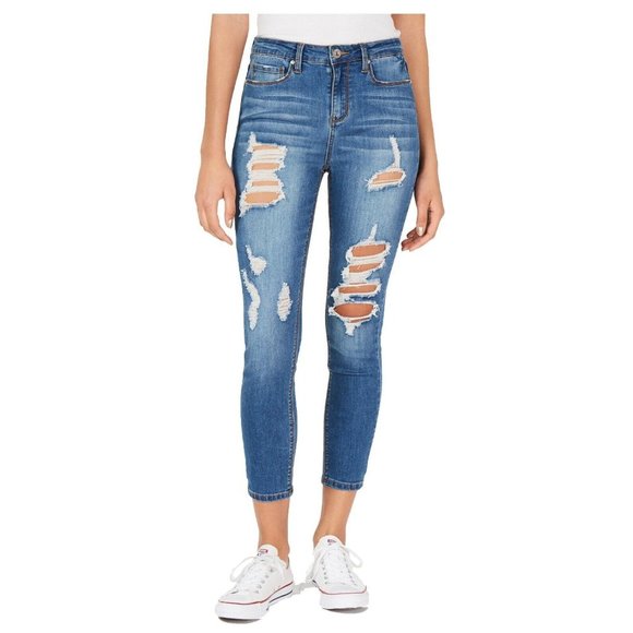 Indigo Rein Denim - Indigo Rein Juniors 1 Blue Ripped High Rise Skinny Ankle Jeggings NWT AM80